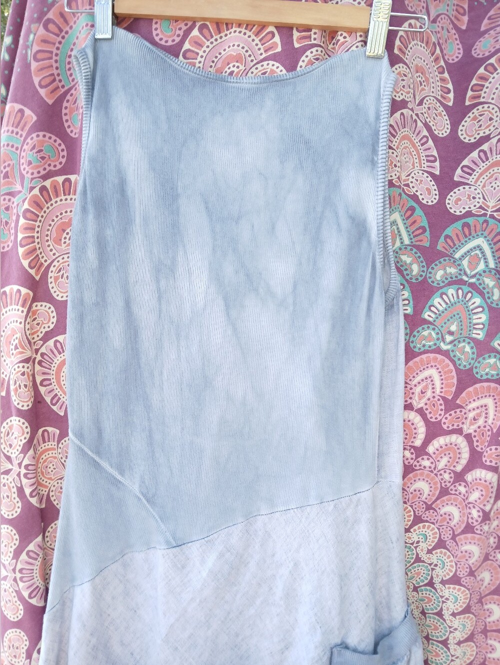 INIZIO Light Wash Asymetrical Sleeveless 100% Italian Linen Maxi Dress - Picture 6 of 8